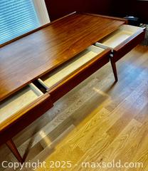 MaxSold Auction: Crate&Barrel Tate 60&#34; Walnut Desk with Outlet   - Arlington (Massachusetts, USA) PARTNER MANAGED Estate Sale Online Auction - Teel Street