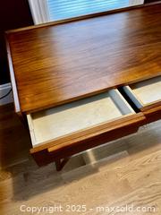 MaxSold Auction: Crate&Barrel Tate 60&#34; Walnut Desk with Outlet   - Arlington (Massachusetts, USA) PARTNER MANAGED Estate Sale Online Auction - Teel Street