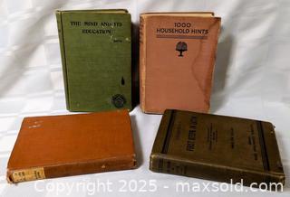 MaxSold Auction: ANTIQUE BOOK LOT OF 4 - Kingston (Ontario, Canada) SELLER MANAGED Downsizing Online Auction - Rosemund Crescent