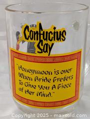 MaxSold Auction: CONFUCIUS SAY - FUNNY HONEYMOON SAYING GLASS MUG - Kingston (Ontario, Canada) SELLER MANAGED Downsizing Online Auction - Rosemund Crescent