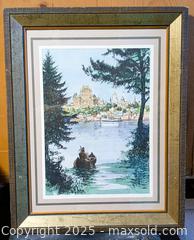 MaxSold Auction: INDIGENOUS AMERICAN IN CANOE PADDLING PAST LE CHATEAU FRONTENAC FRAMED ART - Kingston (Ontario, Canada) SELLER MANAGED Downsizing Online Auction - Rosemund Crescent