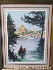 MaxSold Auction: INDIGENOUS AMERICAN IN CANOE PADDLING PAST LE CHATEAU FRONTENAC FRAMED ART - Kingston (Ontario, Canada) SELLER MANAGED Downsizing Online Auction - Rosemund Crescent