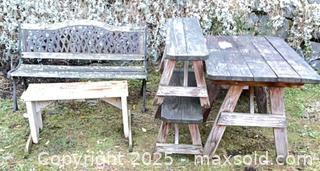 MaxSold Auction: Rustic Wood Outdoor Furniture - Port Townsend (Washington, USA) PARTNER MANAGED Estate Sale Online Auction - Rosewood Street