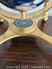 MaxSold Auction: 8 inc Tall Table Top Blue Lapis  World Globe with 4 leg brass Stand - Los Altos (California, USA) SELLER MANAGED Estate Sale Online Auction - Holt Avenue