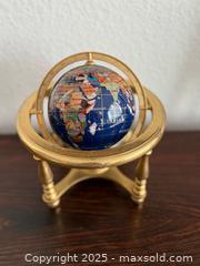 MaxSold Auction: 8 inc Tall Table Top Blue Lapis  World Globe with 4 leg brass Stand - Los Altos (California, USA) SELLER MANAGED Estate Sale Online Auction - Holt Avenue