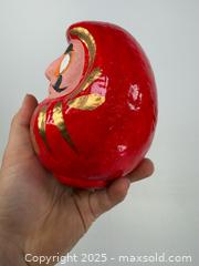 MaxSold Auction: Japanese Daruma Good Luck Figurine Paper Mache Weighted Base Artisan Hand Made Japanese - Concord (California, USA) SELLER MANAGED Estate Sale Online Auction - Landana Drive