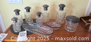 MaxSold Auction: Antique Silver Topped Crystal Scent Bottles &#38; Dish Set - North Vancouver (British Columbia, Canada) PARTNER MANAGED Estate Sale Online Auction - Seymour Boulevard