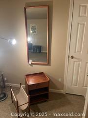 MaxSold Auction: MCM Teak  Made in Denmark Side Table &#38; Møbler Solid Teak magazine rack, &#38; 47½x19¾ Teak framed Mirror - North Vancouver (British Columbia, Canada) PARTNER MANAGED Estate Sale Online Auction - Seymour Boulevard