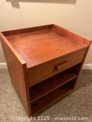 MaxSold Auction: MCM Teak  Made in Denmark Side Table &#38; Møbler Solid Teak magazine rack, &#38; 47½x19¾ Teak framed Mirror - North Vancouver (British Columbia, Canada) PARTNER MANAGED Estate Sale Online Auction - Seymour Boulevard