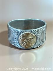 MaxSold Auction: 14k Gold and Sterling Silver First Nations Ring Signed ND Size 10.5 - Esquimalt (British Columbia, Canada) PARTNER MANAGED Reseller Online Auction - Lampson Street