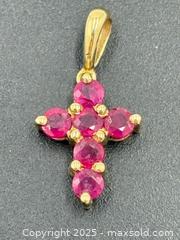MaxSold Auction: 14k Natural Ruby Cross Pendant 1.18g - Esquimalt (British Columbia, Canada) PARTNER MANAGED Reseller Online Auction - Lampson Street