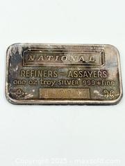 MaxSold Auction: 1 Troy Oz. Silver 999+ National Bar - Esquimalt (British Columbia, Canada) PARTNER MANAGED Reseller Online Auction - Lampson Street