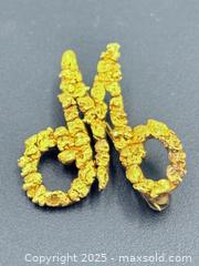 MaxSold Auction: Gold Nugget Cluster “M” Brooch 2.97g - Esquimalt (British Columbia, Canada) PARTNER MANAGED Reseller Online Auction - Lampson Street