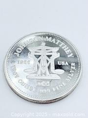 MaxSold Auction: Johnson Matthey 1986 USA 1 TROY OZ .999 Fine Silver Coin  - Esquimalt (British Columbia, Canada) PARTNER MANAGED Reseller Online Auction - Lampson Street