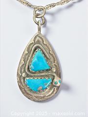 MaxSold Auction: Sterling Silver Turquoise Snake Pendant marked Zuni effie C - Esquimalt (British Columbia, Canada) PARTNER MANAGED Reseller Online Auction - Lampson Street