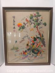 MaxSold Auction: Antique Chinoiserie Silk Embroidered Nature Scene in Wood Frame  - Lakeland (Florida, USA) SELLER MANAGED Reseller Online Auction - Dove Meadow Trail