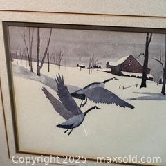 MaxSold Auction: Vintage framed watercolour geese in snowcaps - Henderson - Toronto (Ontario, Canada) SELLER MANAGED Reseller Online Auction - Greengrove Crescent