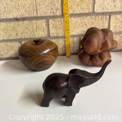 MaxSold Auction: wood weeping buddha, elephant, lidded bowl - Toronto (Ontario, Canada) SELLER MANAGED Reseller Online Auction - Greengrove Crescent