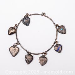 MaxSold Auction: Antique Victorian Sterling Silver Puffy Heart Charms Bangle - Toronto (Ontario, Canada) SELLER MANAGED Downsizing Online Auction - Nassau Street