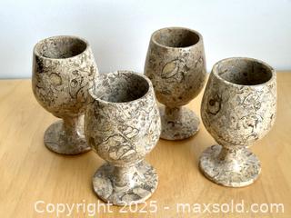 MaxSold Auction: Fossil Stone Goblets, Set of 4 - Toronto (Ontario, Canada) SELLER MANAGED Downsizing Online Auction - Nassau Street