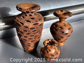 MaxSold Auction: Hand-turned Wooden Banksia Nut Vases From Australia - Toronto (Ontario, Canada) SELLER MANAGED Downsizing Online Auction - Nassau Street