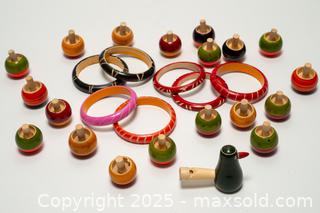 MaxSold Auction: Painted Wood Spinning Top Toys and Bracelets - Toronto (Ontario, Canada) SELLER MANAGED Downsizing Online Auction - Nassau Street