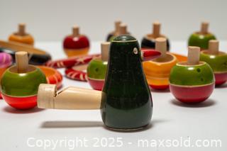 MaxSold Auction: Painted Wood Spinning Top Toys and Bracelets - Toronto (Ontario, Canada) SELLER MANAGED Downsizing Online Auction - Nassau Street