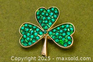 MaxSold Auction:  Rhinestone Shamrock Brooch - Beatrix - Toronto (Ontario, Canada) SELLER MANAGED Downsizing Online Auction - Nassau Street