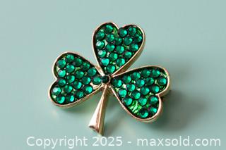 MaxSold Auction:  Rhinestone Shamrock Brooch - Beatrix - Toronto (Ontario, Canada) SELLER MANAGED Downsizing Online Auction - Nassau Street