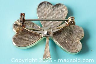 MaxSold Auction:  Rhinestone Shamrock Brooch - Beatrix - Toronto (Ontario, Canada) SELLER MANAGED Downsizing Online Auction - Nassau Street