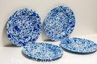 MaxSold Auction: Splatter pattern Enamelware Plate Set (4 plates) - Toronto (Ontario, Canada) SELLER MANAGED Downsizing Online Auction - Nassau Street