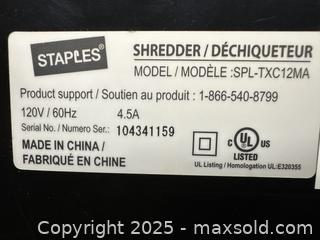 MaxSold Auction: Staples MailMate Shredder SPL-TXC12MA - Toronto (Ontario, Canada) SELLER MANAGED Downsizing Online Auction - Nassau Street