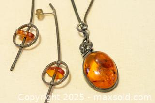 MaxSold Auction: Sterling Silver and Amber Earrings with Stickpin/Brooch - Toronto (Ontario, Canada) SELLER MANAGED Downsizing Online Auction - Nassau Street