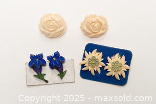 MaxSold Auction: Vintage Floral Celluloid Clip-on Earrings - Toronto (Ontario, Canada) SELLER MANAGED Downsizing Online Auction - Nassau Street