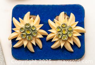 MaxSold Auction: Vintage Floral Celluloid Clip-on Earrings - Toronto (Ontario, Canada) SELLER MANAGED Downsizing Online Auction - Nassau Street