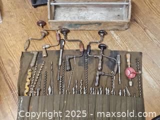 MaxSold Auction: Antique Hand Drills, Tool Box &#38; Drill Bits  - East Bridgewater (Massachusetts, USA) SELLER MANAGED Estate Sale Online Auction - Bedford Street