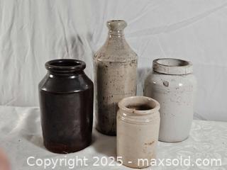 MaxSold Auction: Antique Stoneware Crocks and Ink Bottle - East Bridgewater (Massachusetts, USA) SELLER MANAGED Estate Sale Online Auction - Bedford Street