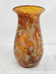MaxSold Auction: Bristow Sudio Art Glass. Honey Amber Swirl Glass Vase. Signed - East Bridgewater (Massachusetts, USA) SELLER MANAGED Estate Sale Online Auction - Bedford Street