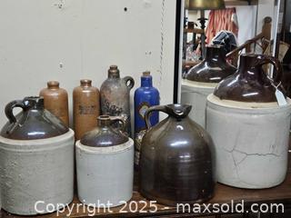 MaxSold Auction: Lot of Stoneware Whiskey Jugs - East Bridgewater (Massachusetts, USA) SELLER MANAGED Estate Sale Online Auction - Bedford Street