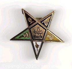MaxSold Auction: Vintage 10K Yellow Gold. Order of the Eastern Star Masonic Pin Enamel  - East Bridgewater (Massachusetts, USA) SELLER MANAGED Estate Sale Online Auction - Bedford Street