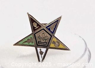 MaxSold Auction: Vintage 10K Yellow Gold. Order of the Eastern Star Masonic Pin Enamel  - East Bridgewater (Massachusetts, USA) SELLER MANAGED Estate Sale Online Auction - Bedford Street