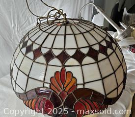MaxSold Auction: Vintage Baroque Tiffany Style Stained Glass Hanging Lamp.  - East Bridgewater (Massachusetts, USA) SELLER MANAGED Estate Sale Online Auction - Bedford Street