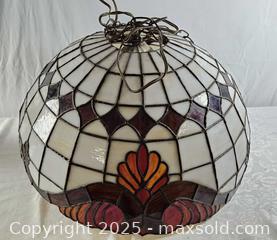 MaxSold Auction: Vintage Baroque Tiffany Style Stained Glass Hanging Lamp.  - East Bridgewater (Massachusetts, USA) SELLER MANAGED Estate Sale Online Auction - Bedford Street