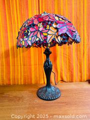 MaxSold Auction: Large Tiffany-Style Stained Glass Fall Leaves Table Lamp - Hamilton (Ontario, Canada) SELLER MANAGED Estate Sale Online Auction - Gertrude Street