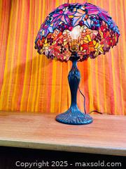 MaxSold Auction: Large Tiffany-Style Stained Glass Fall Leaves Table Lamp - Hamilton (Ontario, Canada) SELLER MANAGED Estate Sale Online Auction - Gertrude Street