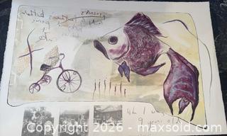 MaxSold Auction: Signed Surreal Collage Art Print — Fish & Bicycle Motif 1/7 Abstract Art  - Pickering (Ontario, Canada) PARTNER MANAGED Estate Sale Online Auction -  Granite Court