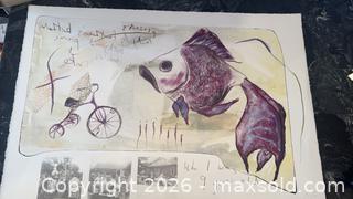 MaxSold Auction: Signed Surreal Collage Art Print — Fish & Bicycle Motif 1/7 Abstract Art  - Pickering (Ontario, Canada) PARTNER MANAGED Estate Sale Online Auction -  Granite Court