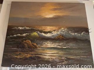 MaxSold Auction: Vintage Claude Terray Original Large Seascape Painting on Stretched Canvas - Pickering (Ontario, Canada) PARTNER MANAGED Estate Sale Online Auction -  Granite Court