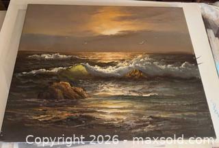 MaxSold Auction: Vintage Claude Terray Original Large Seascape Painting on Stretched Canvas - Pickering (Ontario, Canada) PARTNER MANAGED Estate Sale Online Auction -  Granite Court