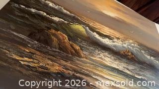 MaxSold Auction: Vintage Claude Terray Original Large Seascape Painting on Stretched Canvas - Pickering (Ontario, Canada) PARTNER MANAGED Estate Sale Online Auction -  Granite Court